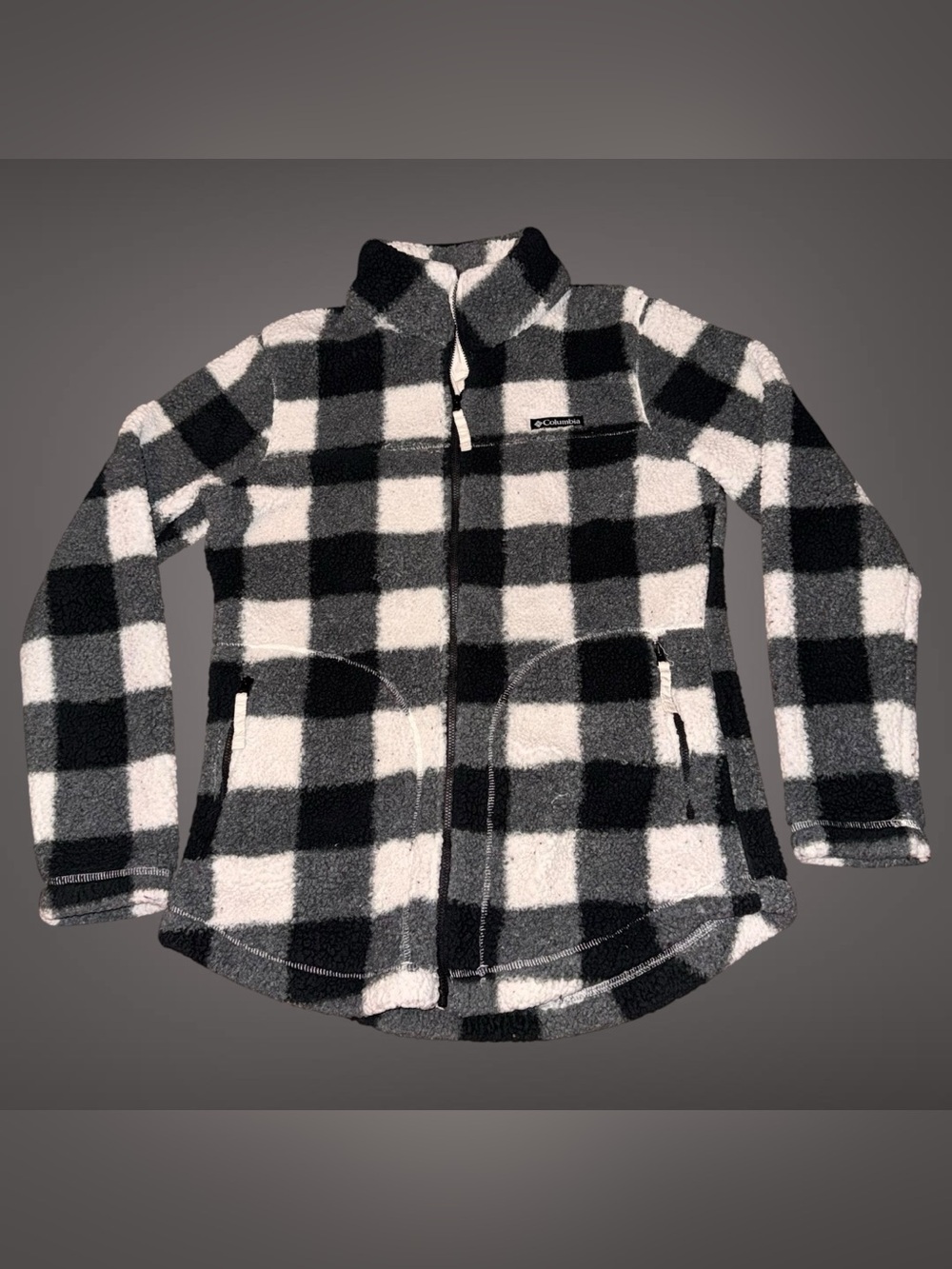 Columbia Women's West Bend Full Zip Fleece Checkered Sherpa Jacket Size Medium